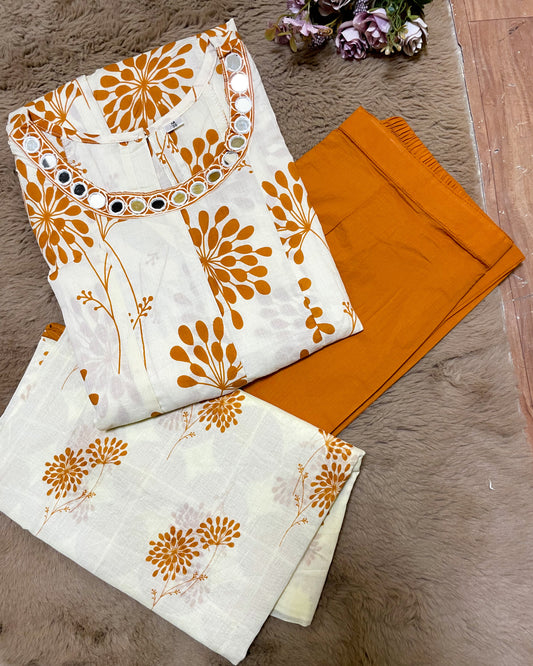 Tara Mirror Work Cotton Suit Set