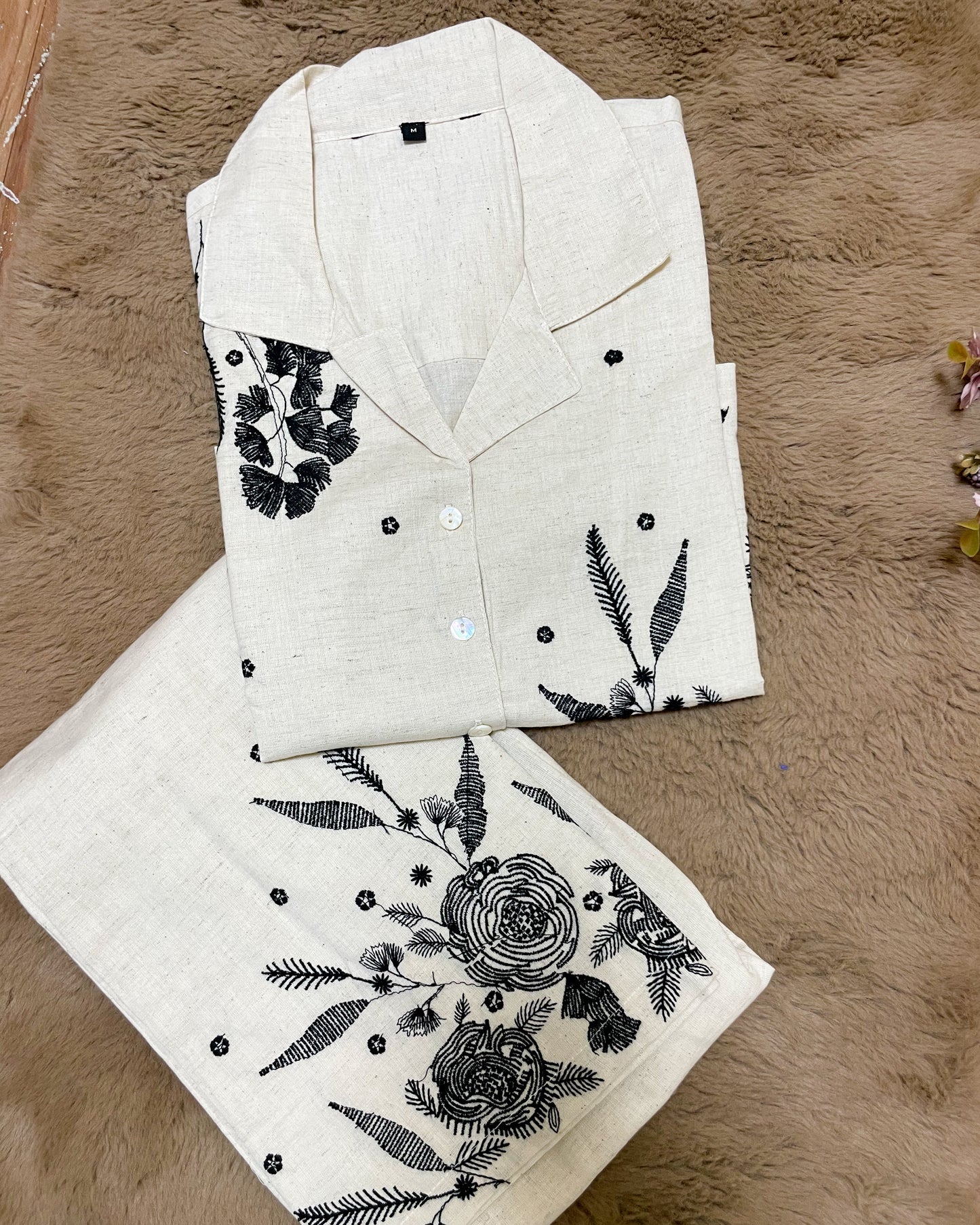 Zuri Embroidered Linen Khadi Co-ord Set