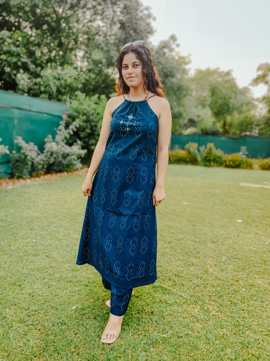 Blue Back Strap Coord Set