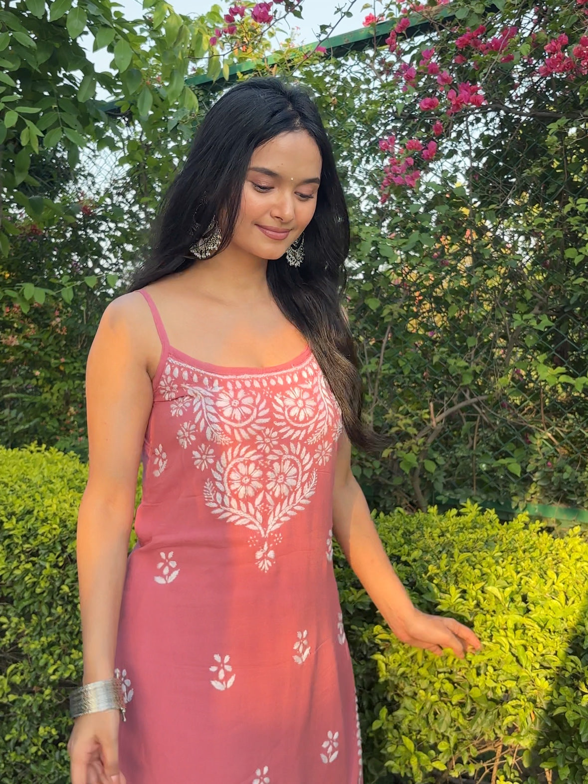Noodle Strap Handwork Chikankari Kurti